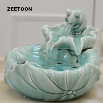 

Lotus LED Mini Water Fountain Humidifier Desktop Fish Tank Flower Pot Feng Shui Lucky Creative Ceramics Home Decor Wedding Gift