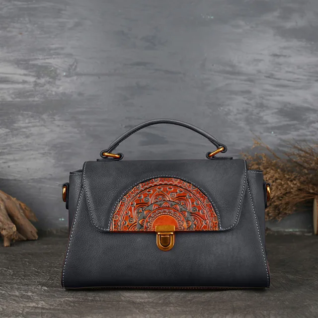 Оригинальная женская сумка из натуральной кожи в стиле ретро, женские сумки из воловьей кожи, роскошные высококачественные винтажные ручные сумки через плечо - Цвет: gray