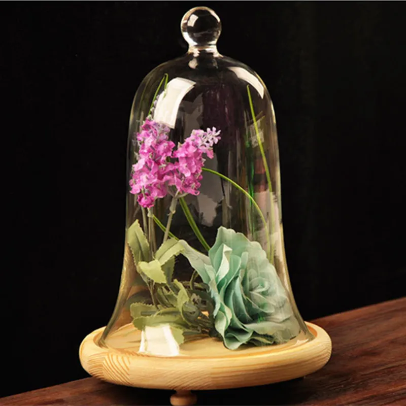Bell Shaped Glass Dome Vase, Home Decoration, Transparent Cover, Wedding Prop, DIY Friend Favor Gift, Big Size, 15x24cm