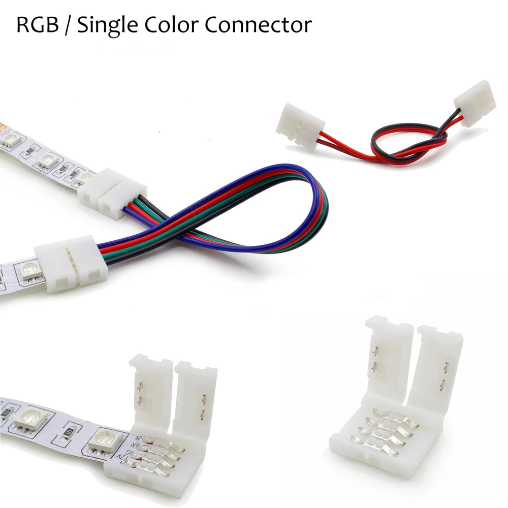 1 шт. 2Pin 4pin 5pin 8 мм/10 мм/12 мм RGBW RGB один Цвет пайки печатной платы проводное соединение для 3528 5050 Светодиодные ленты светильник