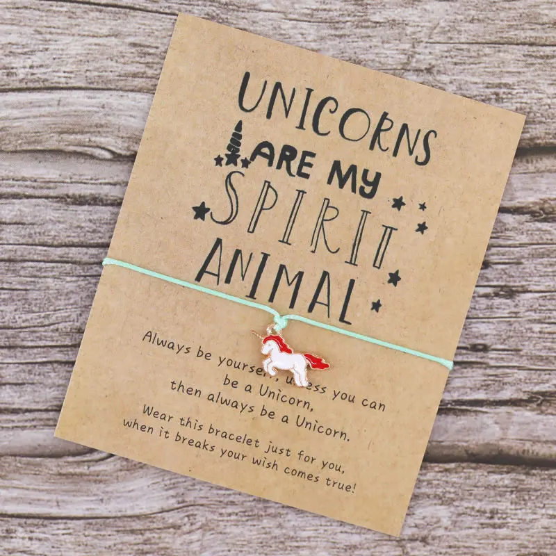 Make A Wish Unicorn браслет желаний единороги Are My Spirit Animal Lucky Red String с единорогом для