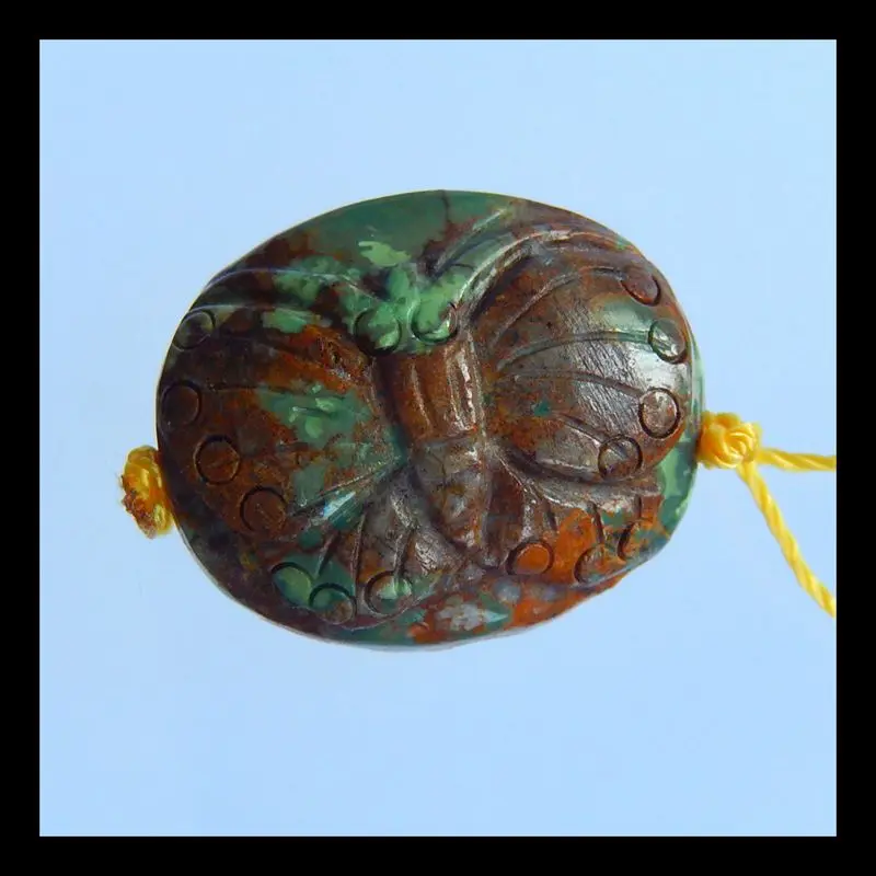 Распродажа инкрустированный натуральным камнем животное Бабочка бирюзовый кулон 19x16x8 мм 3,4 г полудрагоценное бирюзовое ожерелье резьба по животным