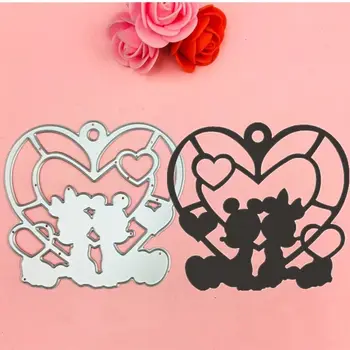 

New Mickey Minnie love Bow cutting dies love heart toy doll Scrapbook card paper craft home decoration embossing stencil cutter