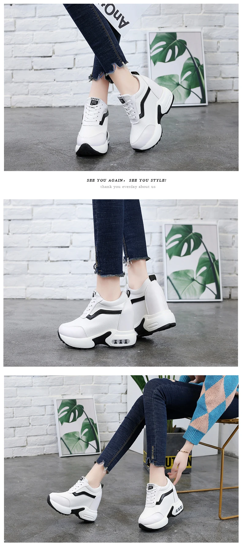 10CM Wedge Woman Sneakers Platform Spring Autumn Pu Leather New Female Casual Shoes Wedge Breathable Sneakres Ladies