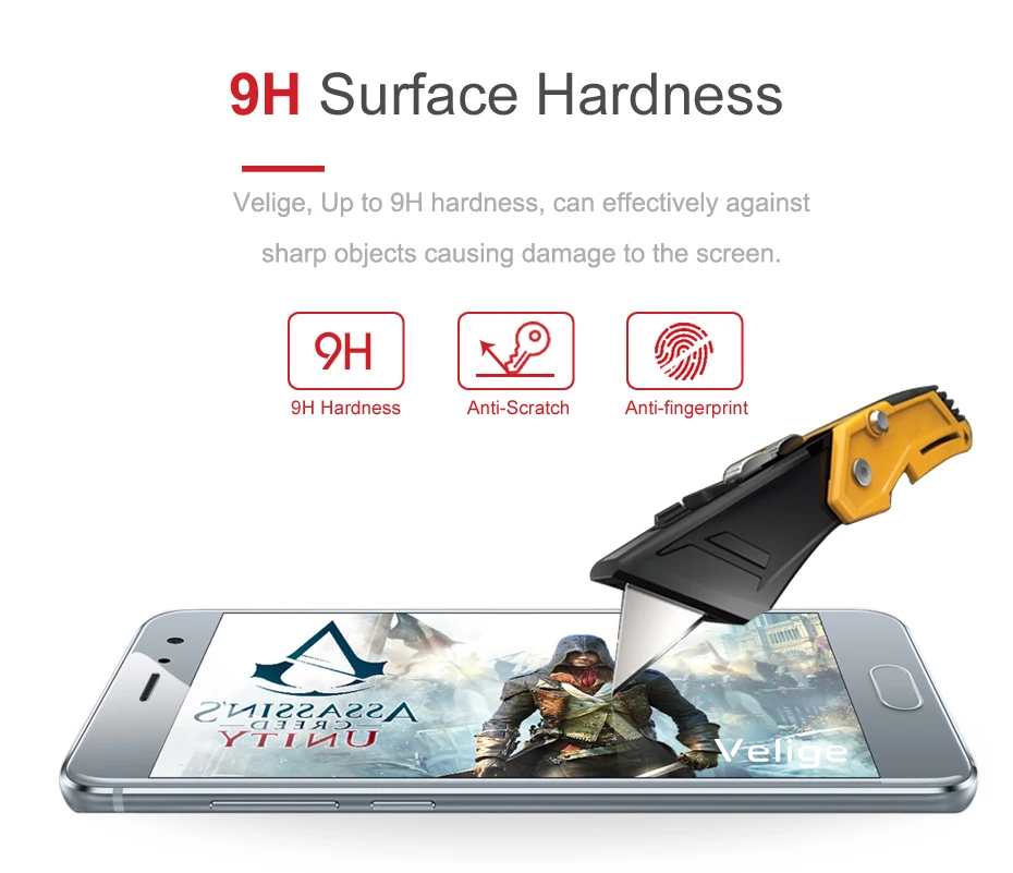 Velige 2.5D полное покрытие закаленное стекло для Huawei Honor 9 Honor9 защита экрана HD