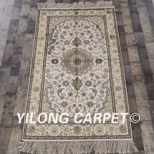 YILONG 3'x5' персидский шелковый ковер цветочный дизайн изысканные турецкие шелковые коврики ручной работы(YHW323B3x5