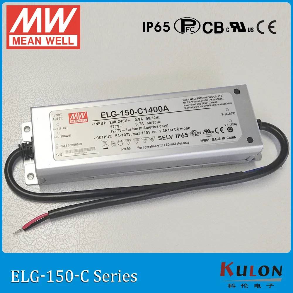 

Original Mean well ELG-150-C1400A LED driver 700~1400mA 54~107V 150W PFC IP65 current adjustable Meanwell power supply ELG-150-C