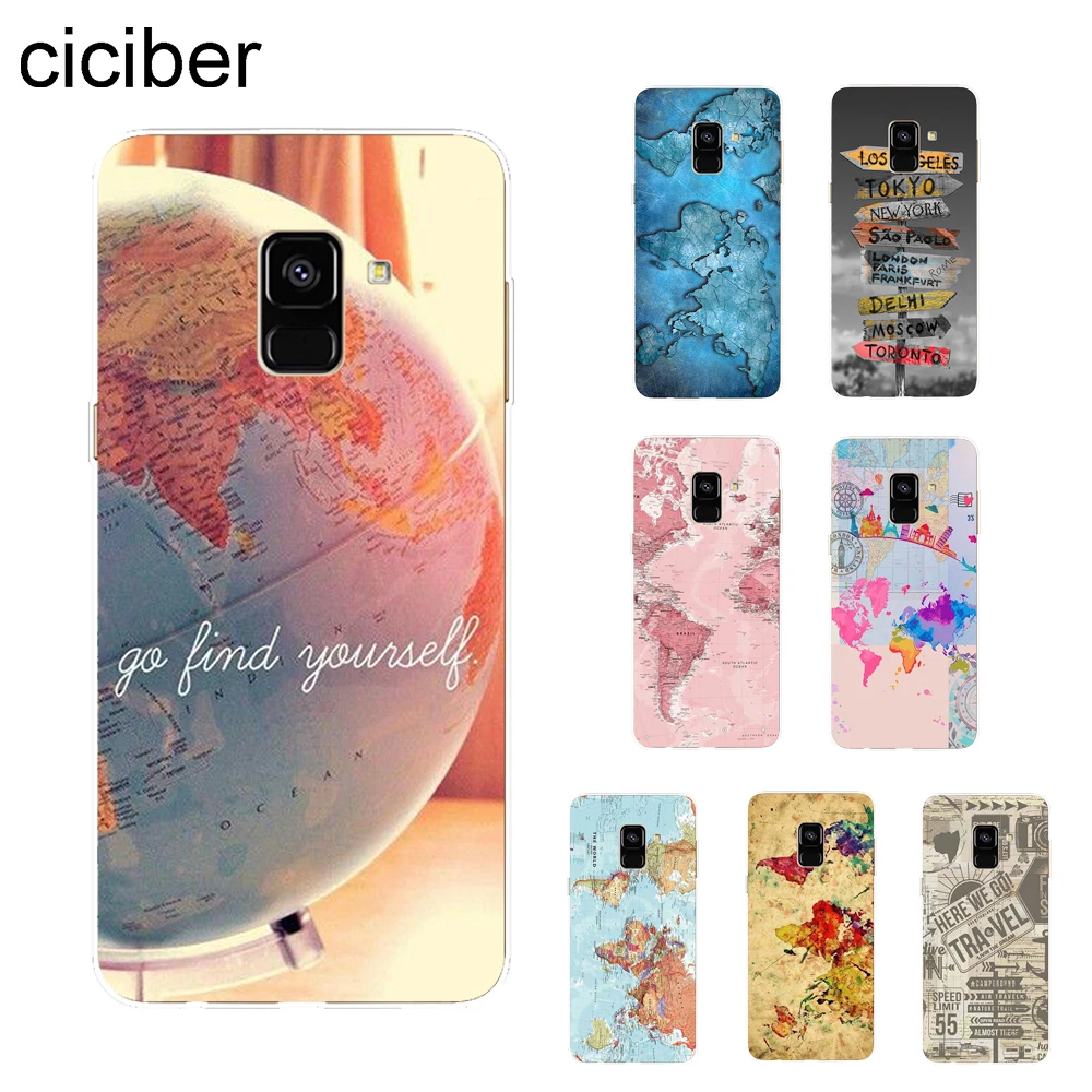 

ciciber World Map Travel Phone Case For Samsung Galaxy A5 2016 A7 2017 A6S A8 Plus 2018 A8 Star A9 2018 Soft TPU Cover Coque