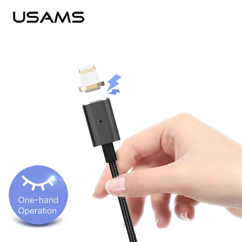 Магнитный кабель USB type-C USAMS USB C 1 м нейлоновый Магнитный кабель для синхронизации данных и зарядки Магнитный USB-C кабель для зарядки type-C