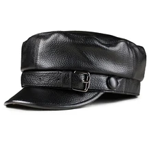 Новинка г. Военная Униформа шляпа Высокое качество корова кожа зимние теплые для мужчин женщин кепки для отца доставк