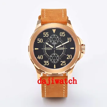 

44mm parnis miypota automatic date adjust squaremens watch Men's watch Orange strap
