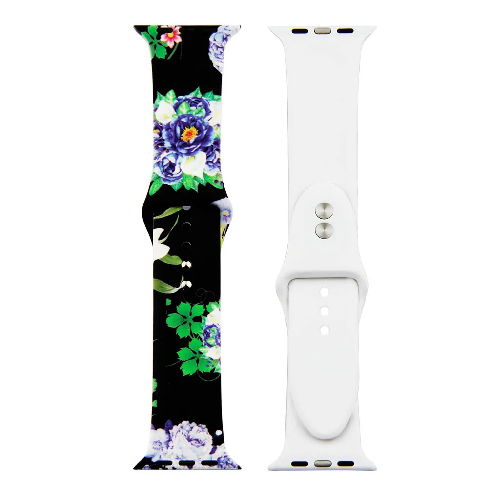 Sport Floral Silicone Strap For Apple Watch Band 42mm 44mm 38mm 40mm Series 1 2 3 4 5 Strap Red Lip Bracelet For iWatch Bands - Цвет ремешка: 21