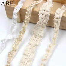 Meias de renda elásticas bege, 10 jardas/lote, elásticas, de algodão, branco, stretch, diy, vestido, hometexile edge, envoltório, correia enfeite de fita
