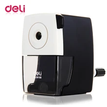 Deli 1 sztuk temperówka papiernicze biuro szkolne mechaniczne 2 kolory akcesoria instrukcja temperówka ołówków z korbą ręczną