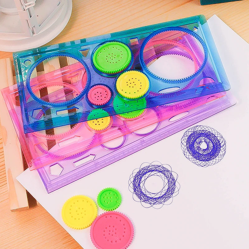 

Painting Multi-function Interesting Puzzle Spirograph Children Drawing Plastic Ruler Can Improve Start Work Ability Random Color
