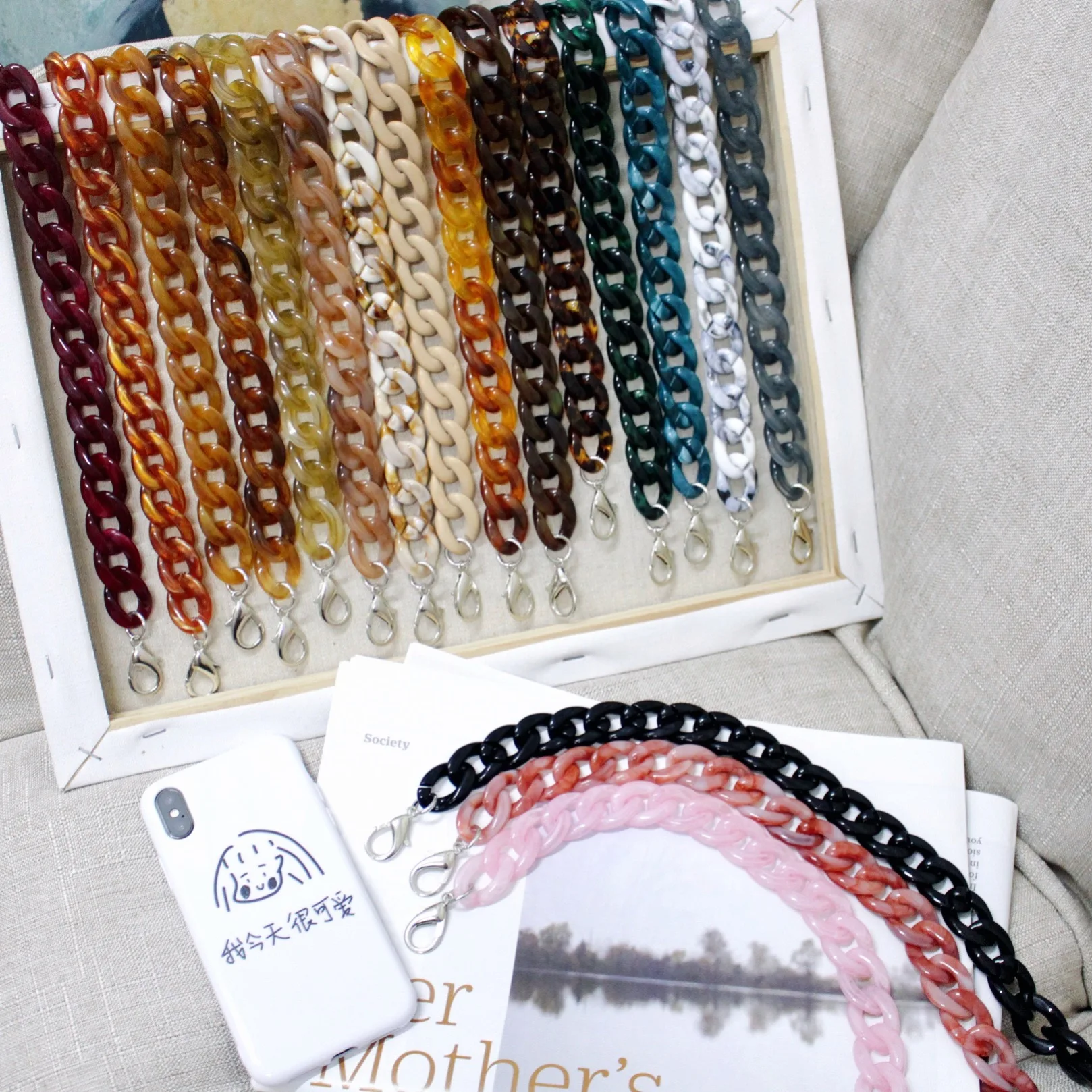 Luxury Acrylic Resins Women Bag Strap Detachable Acrylic Bag Strap