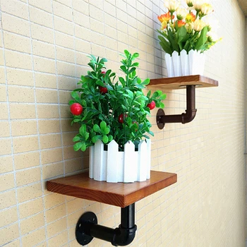 

Hanging Decorative Wall Shelf Creative Iron Art Wooden Floating Shelf Partition Board Figurines Display Bracket Storage Holders