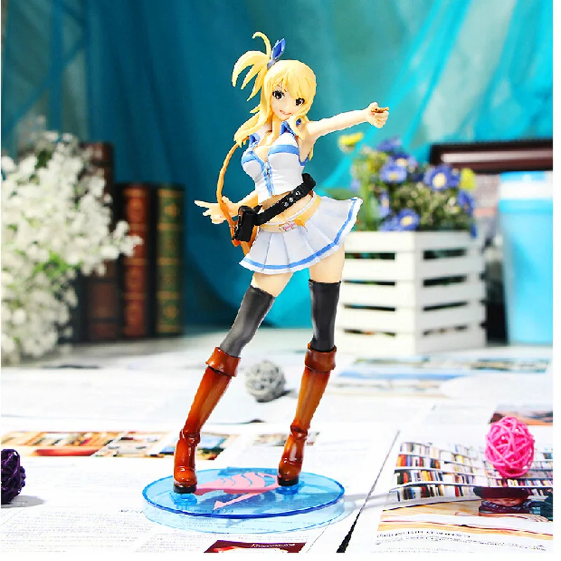 Япония Аниме Сказочный хвост Lucy Heartfilia белая юбка Фигурки игрушки фигурка 26 см ПВХ