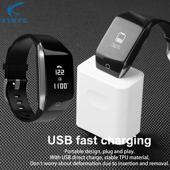

USB fast charging heart rate sports health bracelet message call reminder activity tracker women smart wristband for ios android