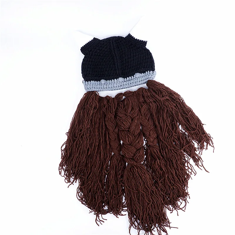 Любимые мужские варвары Vagabond Viking Beanie роговые шапки ручной работы зимние теплые подарки на день рождения крутые забавные кляп шапка на Хэллоуин