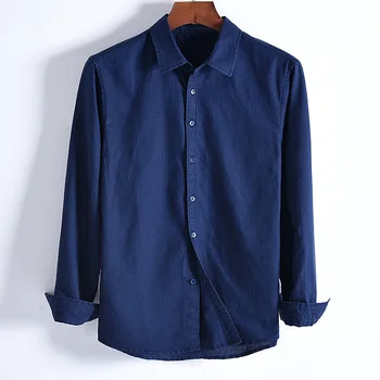 

Spring and Autumn 2018 New mens long sleeve linen shirts casual mens solid color cotton shirts fashion mens slim clothing tops