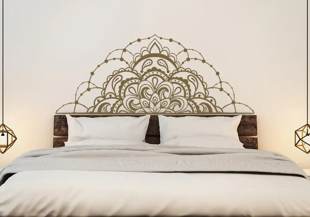 Medio Patron De Mandala Flor Especial Disenado Mural De Pared