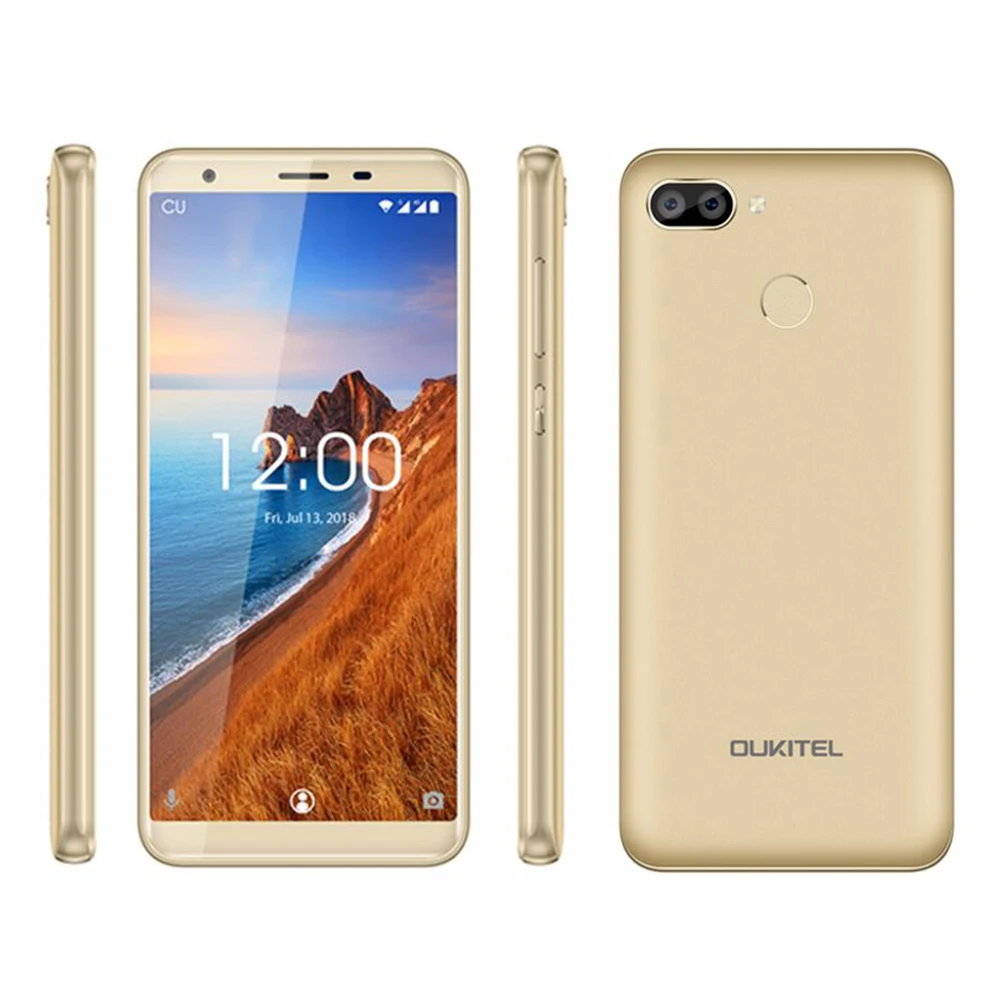 Golden OUKITEL C11 Pro 4G Smartphone 5.5 inch 18:9 Android 8.1 Quad Core 3GB RAM 16GB ROM Cell phones 3400mAh Mobile Phone