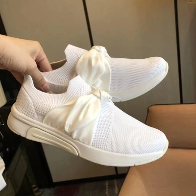 Deportivo Calzado Tricot Casual Chaussures Arc Femme Plate 2 Sauvage Blanc Plat Super 3 1 Fond Star forme wB7qBO
