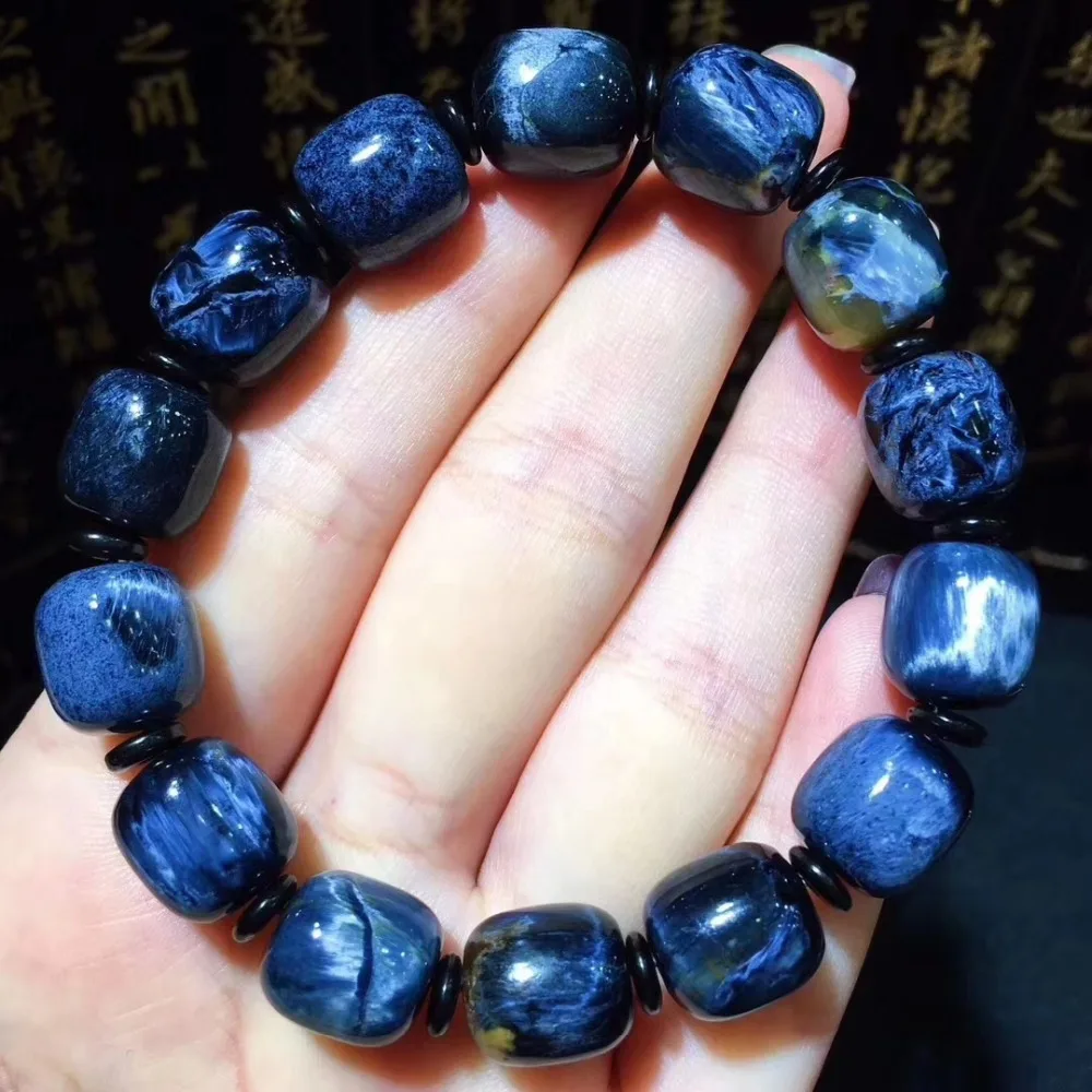 

Top Quality Natural Namibia Blue Pietersite Chatoyant Gemstone Barrel Beads Woman Man Bracelets 12x11mm Drop Shipping AAAAA