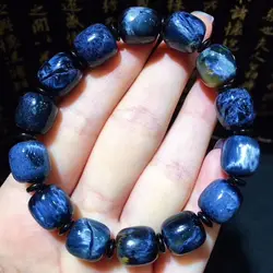 Высокое качество натуральный Намибия синий Pietersite Chatoyant драгоценный камень баррель бусины женщина мужчина браслеты 12x11 мм Прямая доставка