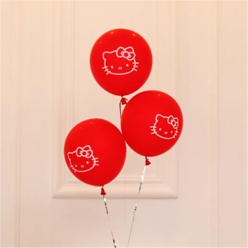 10 шт. 12 дюймов воздушный шар Hello Kitty надувные Мультяшные розовые белые латексные напечатанные шары с днем рождения украшения