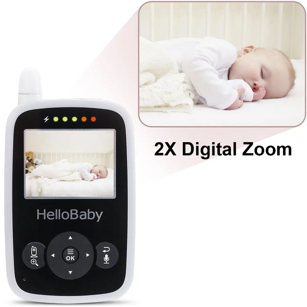 2,4 дюймов Hello Baby беспроводной видео монитор младенца с ночным видением и 2 способа разговора, перезаряжаемая батарея, контроль температуры