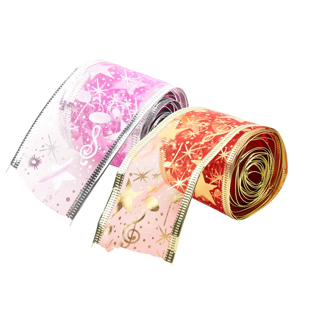 

1Pc Christmas Holiday Decorations Color Printed Ribbons Five-pointed Star Pattern Xmas Supplies Gifts Home Decor New Year