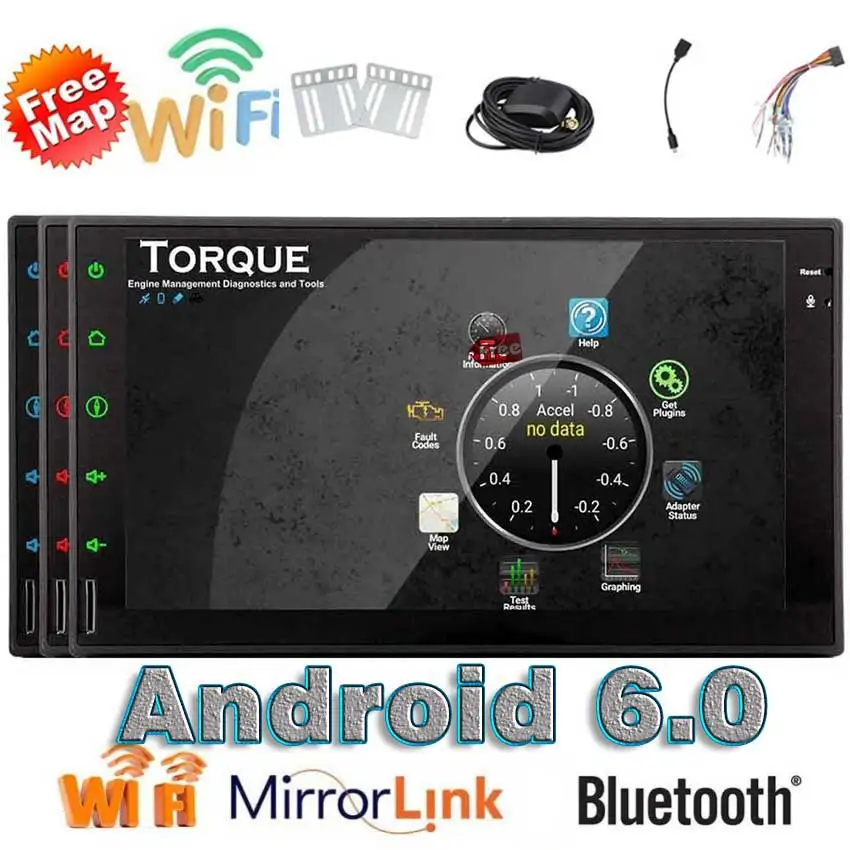 

Camera+Android 6.0 Car Stereo audio Radio 2 Din In Dash Head Unit Quad Core 7'' Support GPS Navigation Bluetooth Autoradio FM/AM