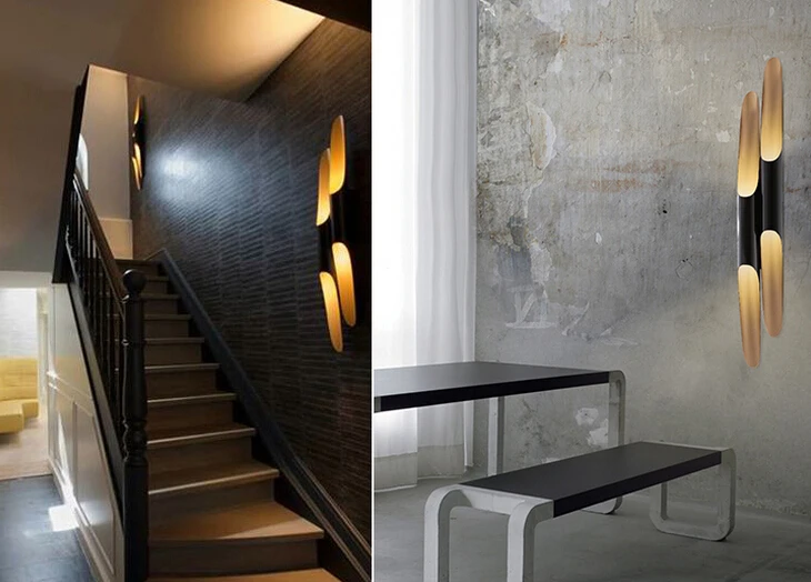 Tubo de Alumínio Moderno Parede Luminárias Ouro Preto Nordic Restaurante Sala Estar Corredor Varanda Lâmpadas Luz E27 4 luminárias ouro preto nordic restaurante sala estar