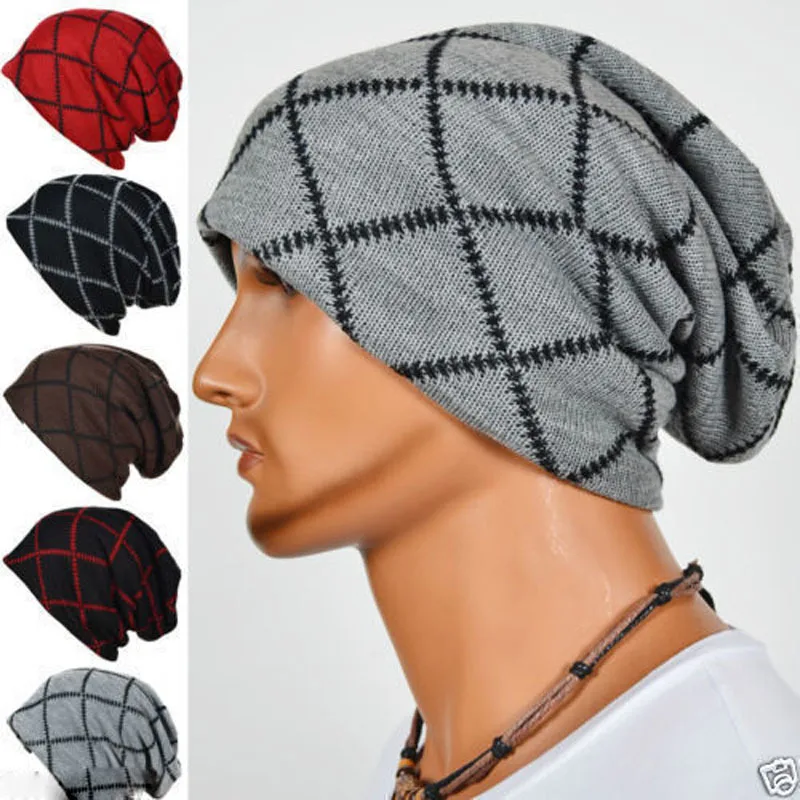 

New Brand Fashion Hip-Hop Knitted Beanie Acrylic Ski Hat Unisex winter Knit cap color mix Free shipping wholesale Man's Cap