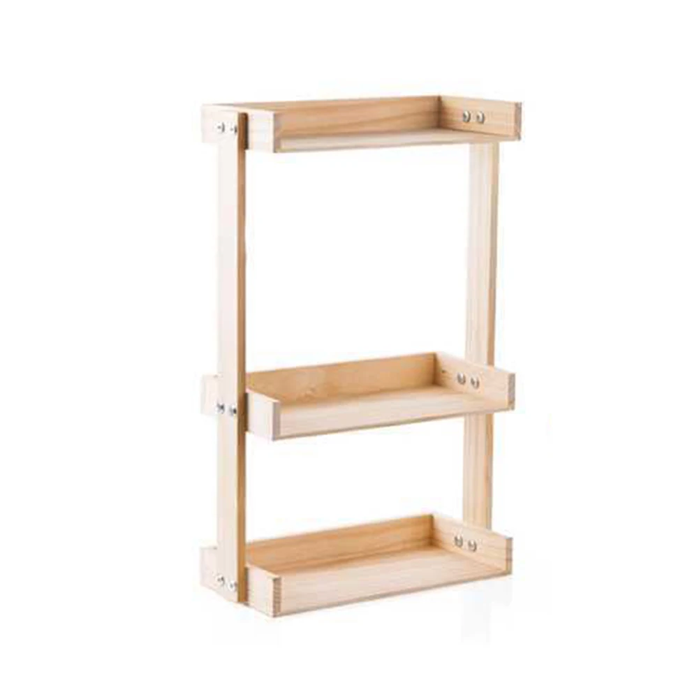 

Countertop Durable Condiment Holder Spice Rack Home Multifunction Large Capacity Multi-layer Herbs Jars Storage Stand Wooden