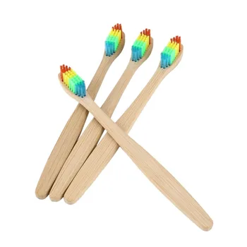 

4pcs Rainbow Bamboo Toothbrush Oral Care Soft Bristle Head Colorful Hair + Wooden Handle Tooth Brush With Box Drop Shipping