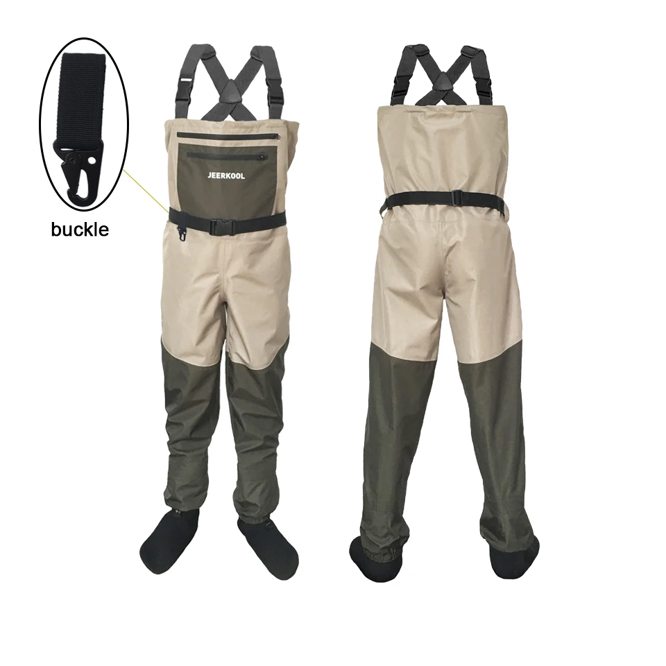 

JEERKOOL Fly Fishing Wader Clothes Portable Chest Overalls Waterproof Pants With Foot Waders Respirant Boots Hunting Shoe FK2