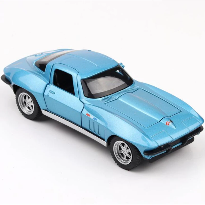 Best  15.3CM 1:32 Scale 3 Color Metal Alloy Chevrolet Corvette C2 Racing Car Pull Back Diecast Vehicles M