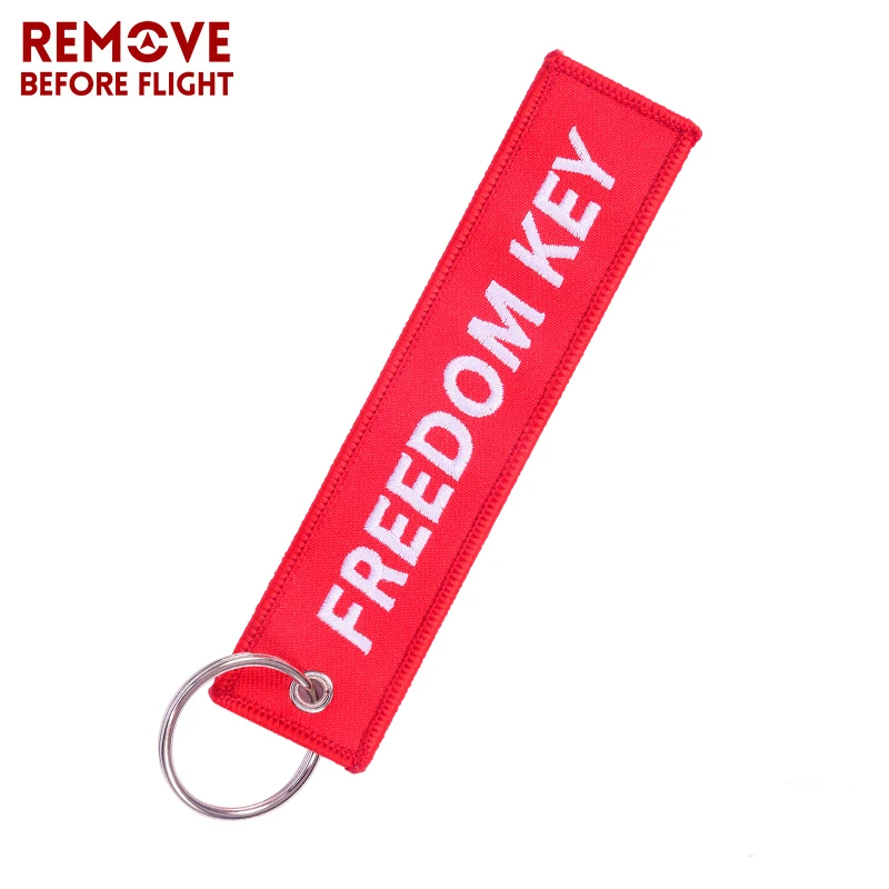 

1PC Remove Before Flight Freedom Keychains for Motorcycle Red Embroidery Key Ring Chain for Aviation Gifts Jewelry llavero OEM