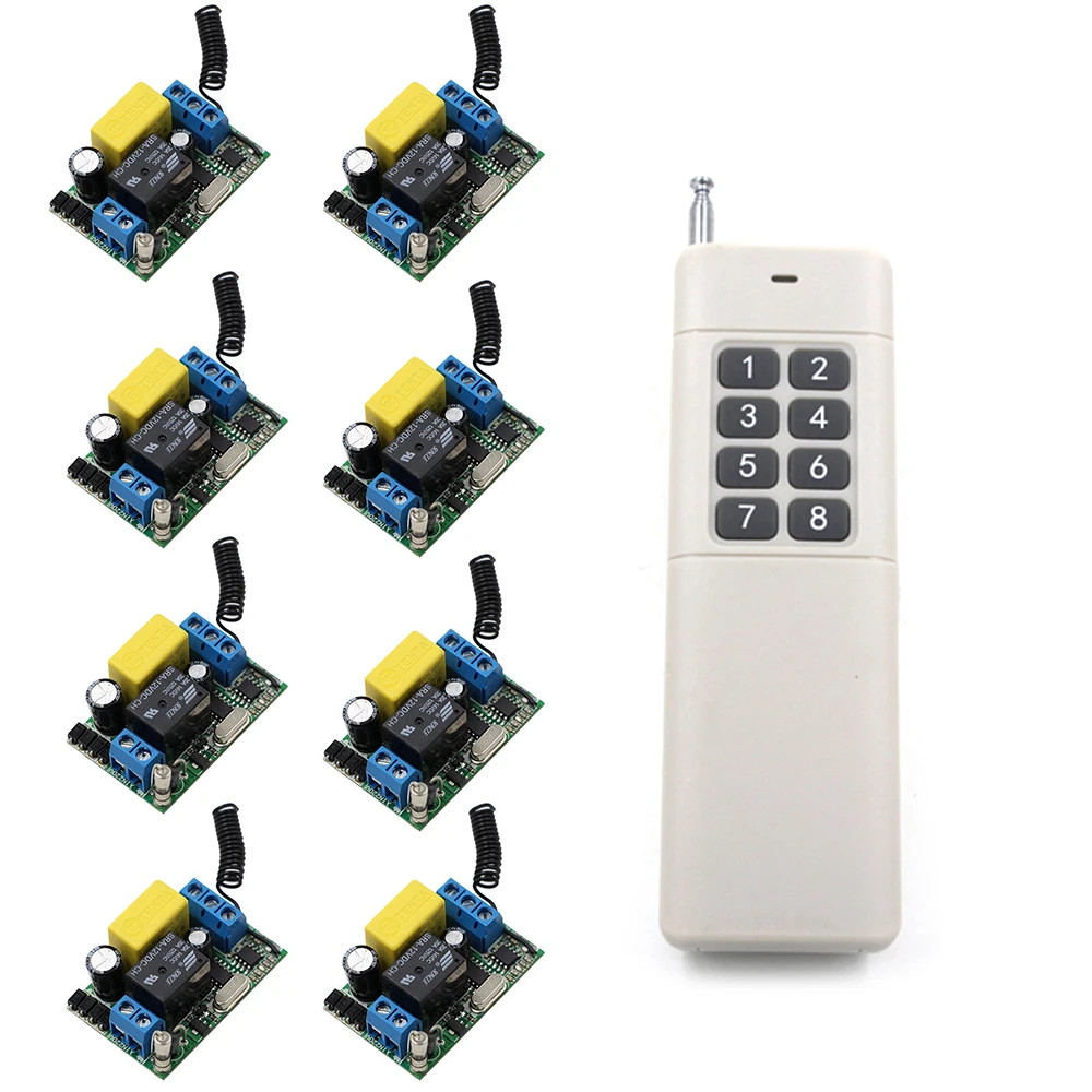 Wireless Remote Control Switch 220V AC High Load Receiver 1000m Long Range Transmitter 315/433 Water-Pump Switch High Quality 6 pieces receiver 220v wireless remote control switch lamps water pump motor controller switch remote control switch