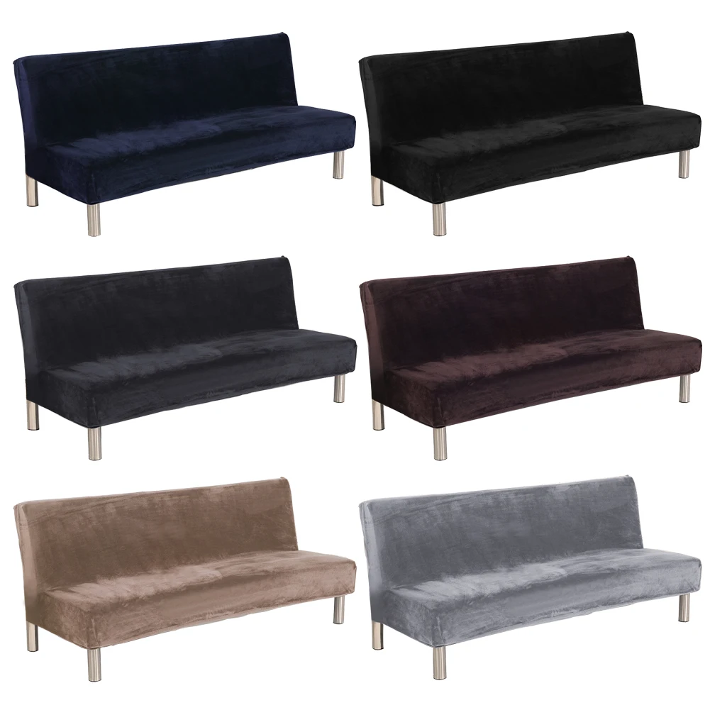 Winter Plush Fold Armless Sofa Bed Cover Folding Seat Slipcover - Winter Plush Fold Armless Sofa Bed Cover Folding Seat Slipcover