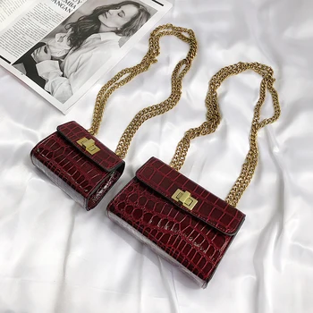 

Stone pattern Mini Crossbody bags For Women 2019 Quality PU Leather Ladies Chain Designer Handbags Lock Shoulder Messenger Bag