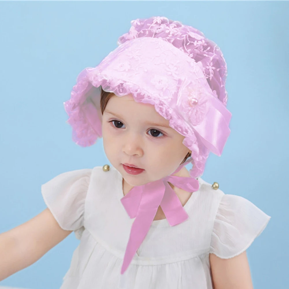 Nordic Vintage Style Baby Girl Lace Children Princess Hat Baby Cap Baby