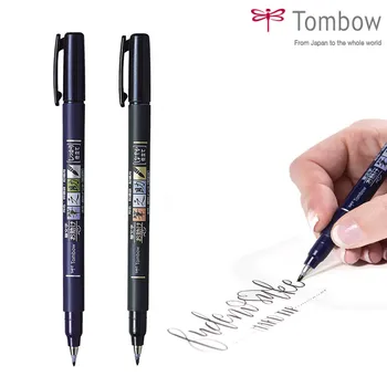 

1pc Tombow Fudenosuke Brush Pen Soft and Hard Tip Art Marker black Ink for Calligraphy Art Drawings sketch lettering pens