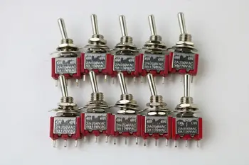 

10pcs 6MM Red 3Pin 2File MTS-102 Reset free lock Button Rocker switch 2A250V 5A120V (ON)-OFF Toggle Switch