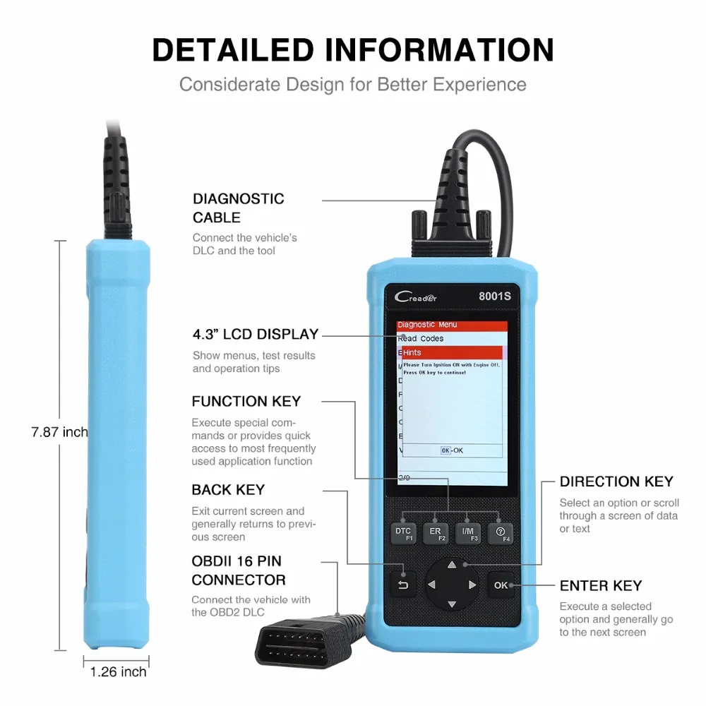 Launch Creader 8001S OBD2 сканер 4 системы автомобильный диагностический инструмент Автомобильный сканер Автосканер CR8001S PK CRP129