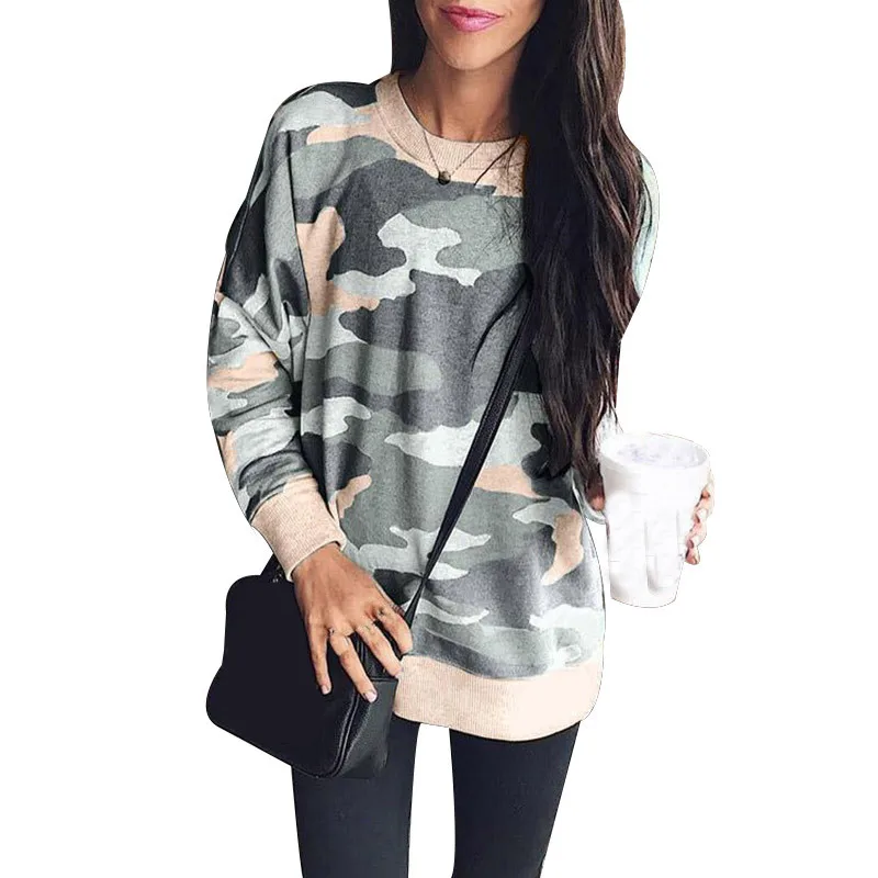 

Printed Sweatshirt for Women Casual Long Sleeve O Neck Hoodies Pullover Harakuku Camouflage Hoodie Tops Sudadera Mujer Plus Size