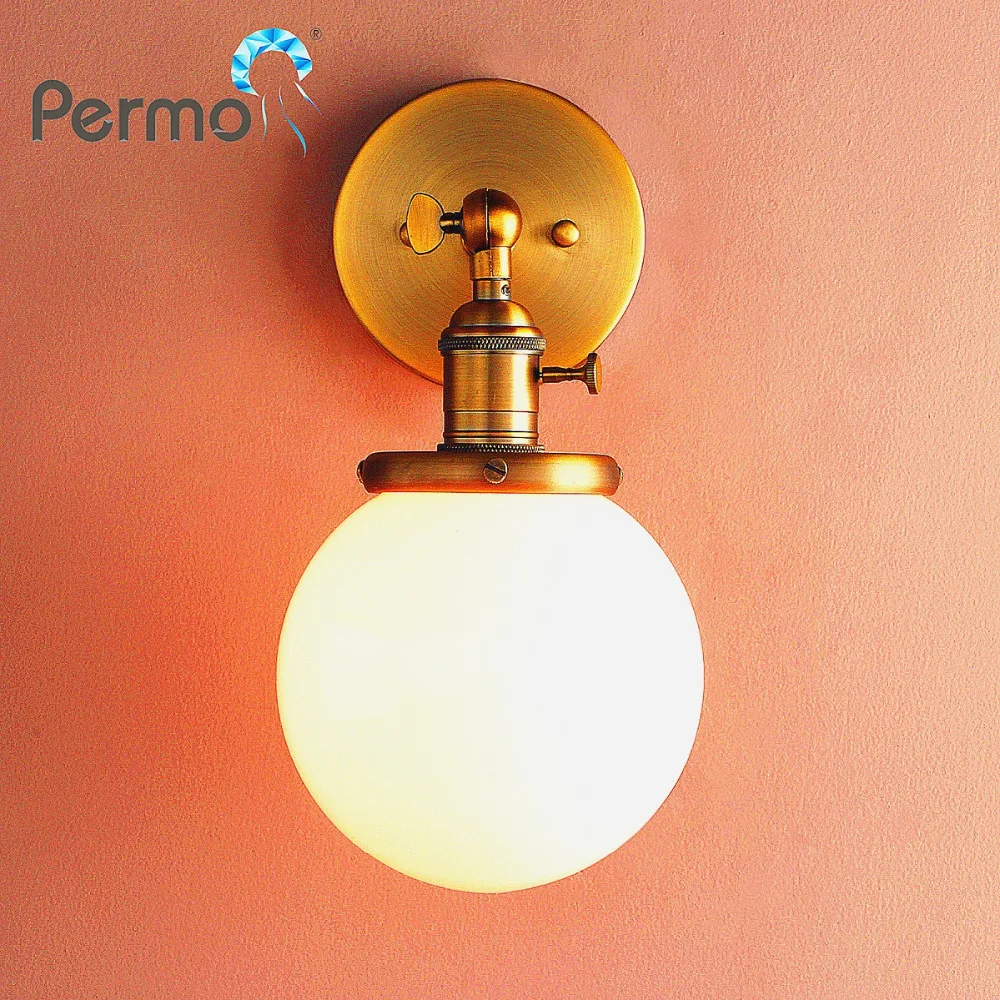 Billige Permotriassischen Vintage Wand Lampe Milch Weiß Glas Leuchte Wand Licht Loft Klassische Leuchte E27 Schlafzimmer Nacht Licht Weihnachten Decor